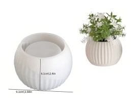 Molde silicona florero redondo medio rayado liso